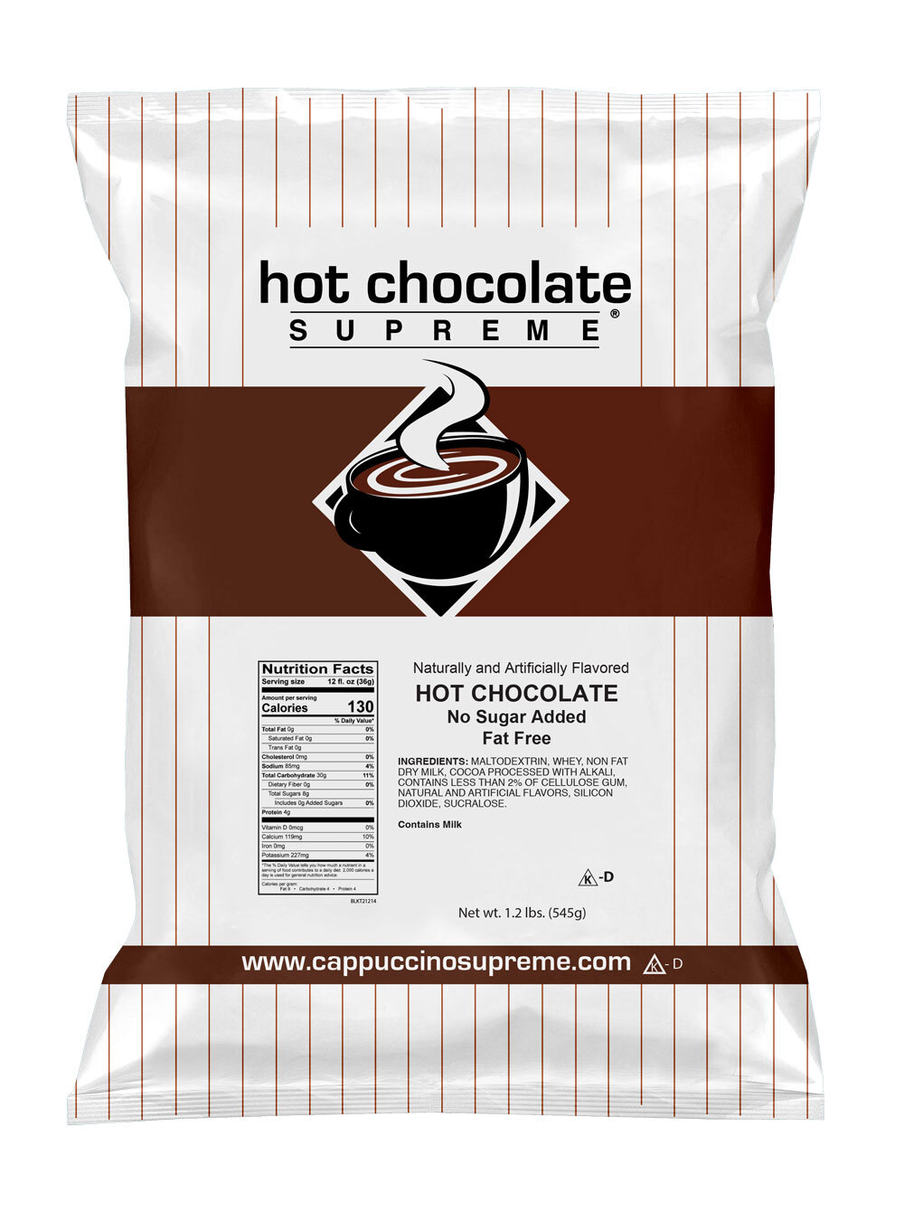 1.2 lb bag of Hot Chocolate Supreme No Sugar Added Instant Hot Chocolate Mix